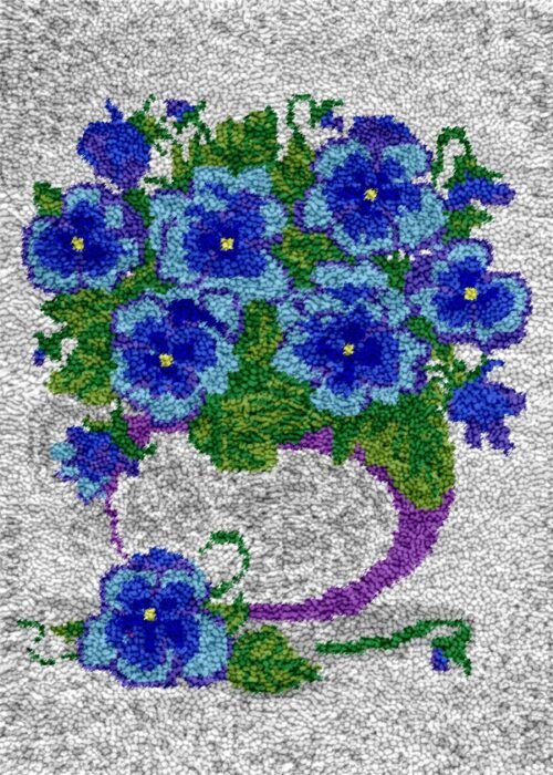 Blue Daisies - Latch Hook Rug Kit
