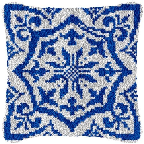 Blue Fractal - Latch Hook Pillow Kit