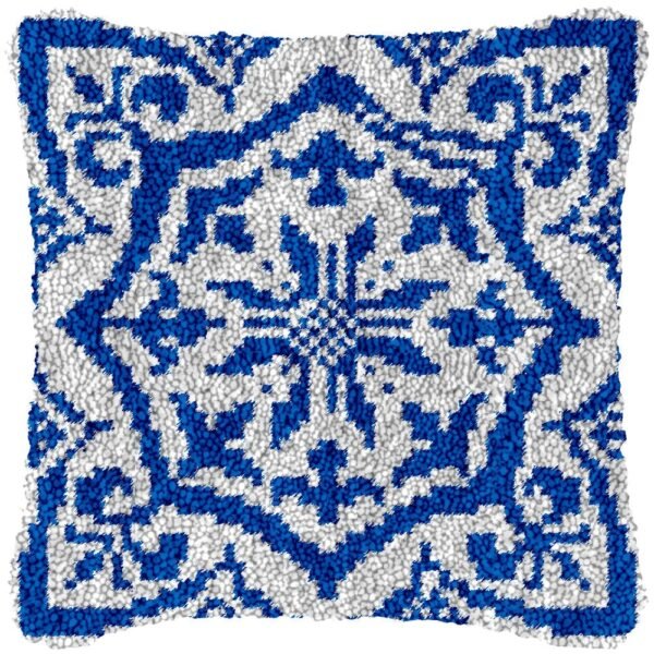 Blue Fractal - Latch Hook Pillow Kit