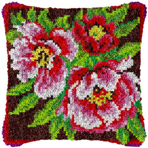 Blush Carnations - Latch Hook Pillow Kit