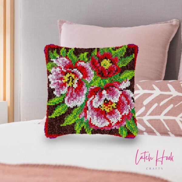 Blush Carnations - Latch Hook Pillow Kit