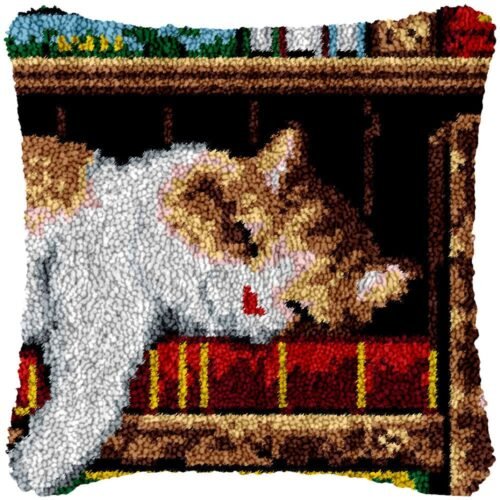 Bookworm Cat - Latch Hook Pillow Kit