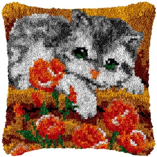 Bored Kitty - Latch Hook Pillow Kit