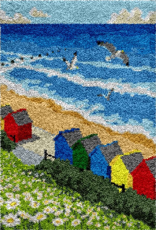Bright Beach Houses - Latch Hook Rug Kit