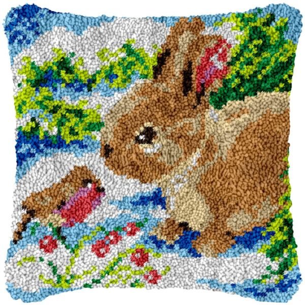 Bunny and Robin - Latch Hook Pillow Kit