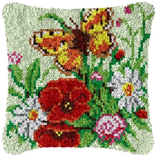 Butterfly Field - Latch Hook Pillow Kit