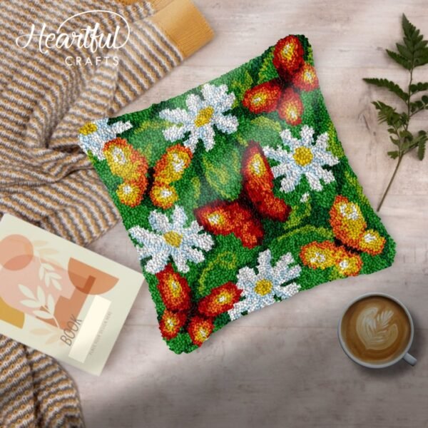 Butterfly Flowers - Latch Hook Pillow Kit