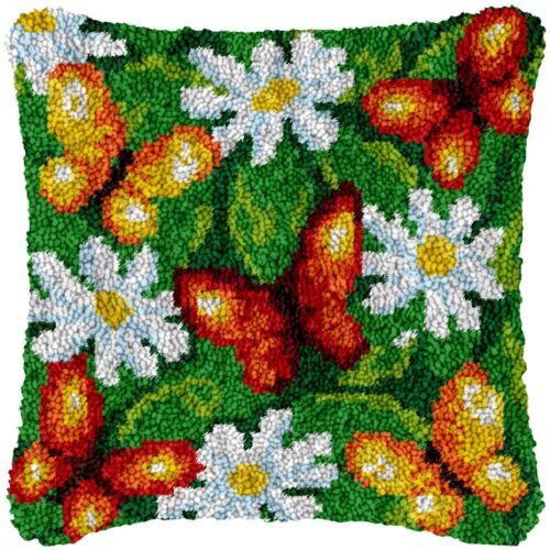 Butterfly Flowers - Latch Hook Pillow Kit