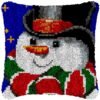 Carrot Nose Snowman - Latch Hook Pillow Kit
