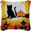Cat on Broom - Latch Hook Pillow Kit