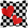 Checkerboard Hearts - Latch Hook Pillowcase Kit