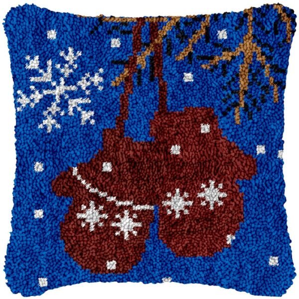 Christmas Mittens - Latch Hook Pillow Kit