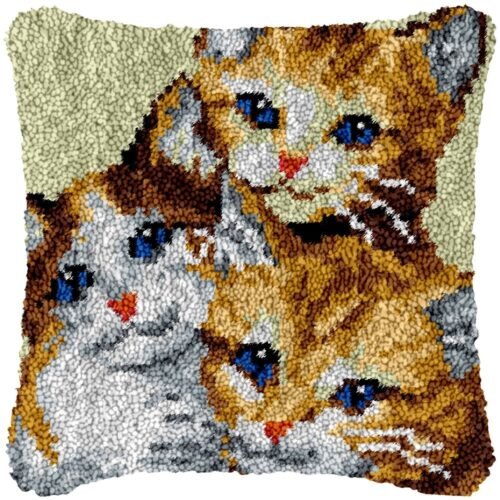 Clowder of Cats - Latch Hook Pillow Kit