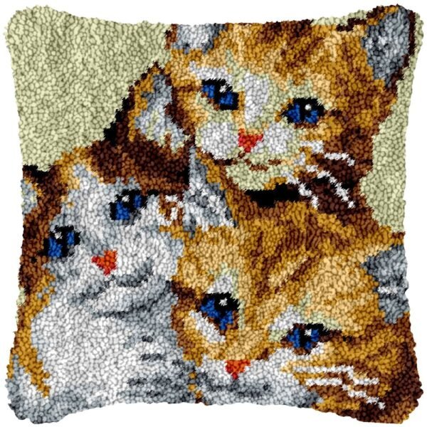Clowder of Cats - Latch Hook Pillow Kit