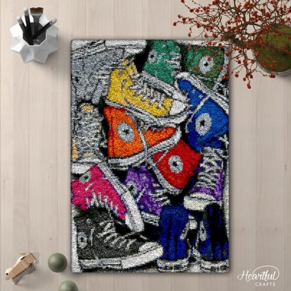 Colored Converse - Latch Hook Rug Kit