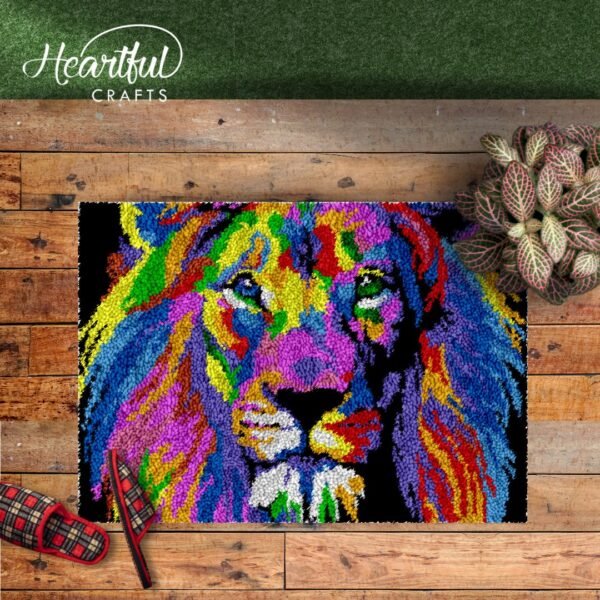 Colorful Dreams of a Lion - Latch Hook Rug Kit