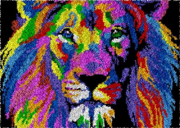 Colorful Dreams of a Lion - Latch Hook Rug Kit