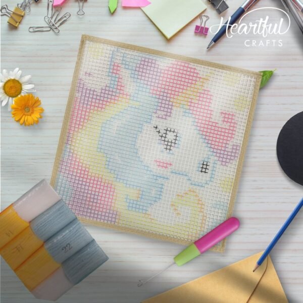 Colorful Unicorn - Latch Hook Kit for Kids