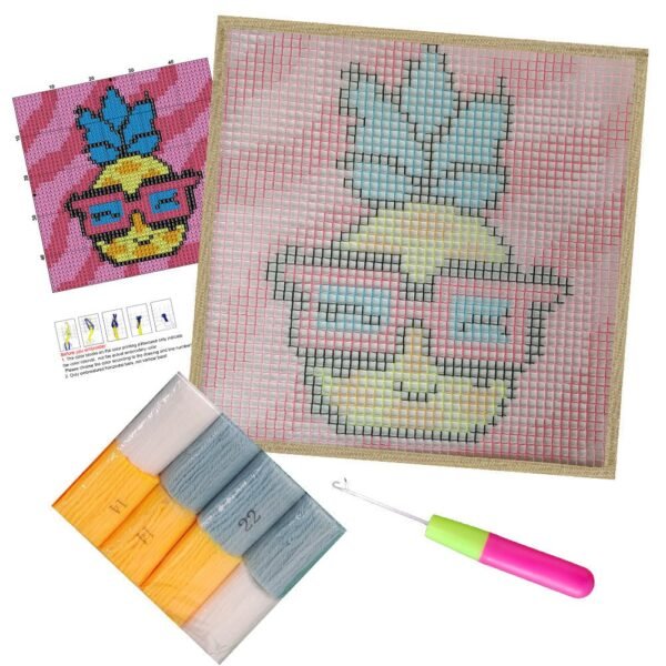 Cool Pineapple - Latch Hook Kit for Kids