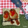 Couple of Finches - Latch Hook Pillow Kit