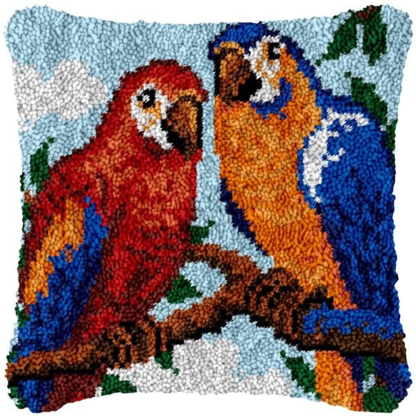 Couple Parrots - Latch Hook Pillow Kit