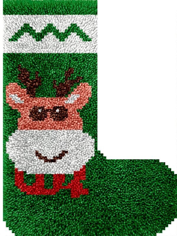 Cute Reindeer - Latch Hook Stockings Kit