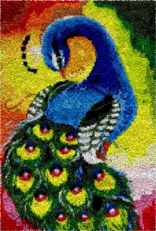 Demure Peacock - Latch Hook Rug Kit