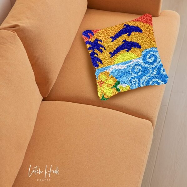 Dolphin and Sea - Latch Hook Pillow Kit