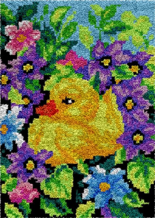 Ducky and Petunias - Latch Hook Rug Kit