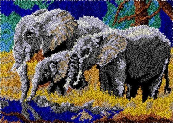 Elephant Family - Latch Hook Rug Kit