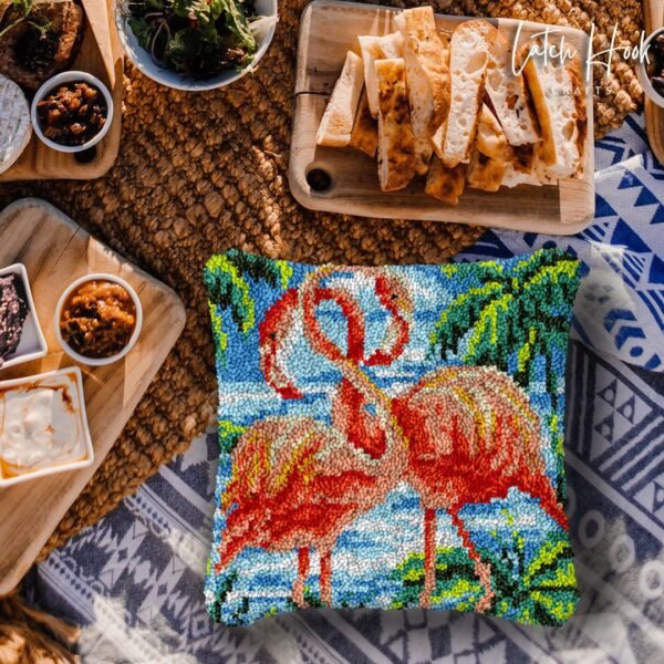 Entwined Flamingo - Latch Hook Pillow Kit