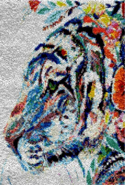 Ethnic White Tiger - Latch Hook Rug kit