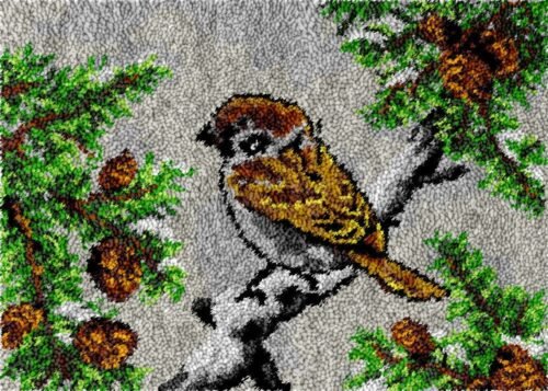 Eurasian Tree Sparrow - Latch Hook Rug Kit