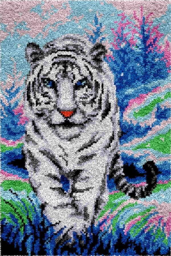 Extraordinary White Tiger - Latch Hook Rug Kit