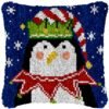 Festive Penguin - Latch Hook Pillow Kit