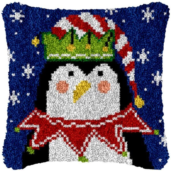 Festive Penguin - Latch Hook Pillow Kit