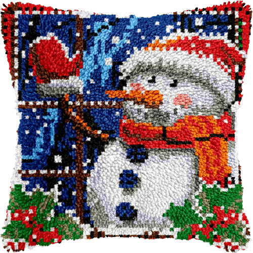 Festive Snowman Holiday - Latch Hook Pillowcase Kit