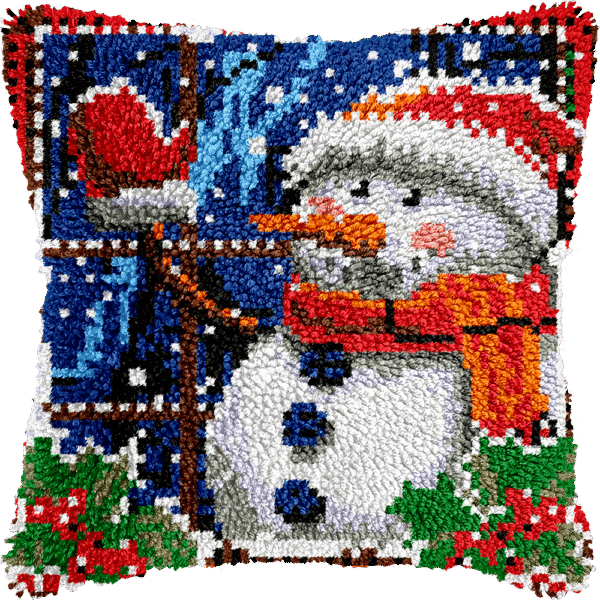 Festive Snowman Holiday - Latch Hook Pillowcase Kit