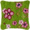 Field of Pink Flowers - Latch Hook Pillow Kit