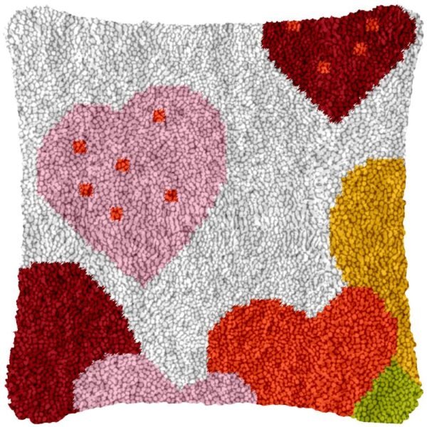 Floating Hearts - Latch Hook Pillow Kit