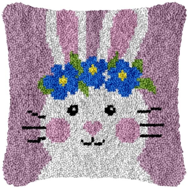 Flowery Rabbit - Latch Hook Pillow Kit