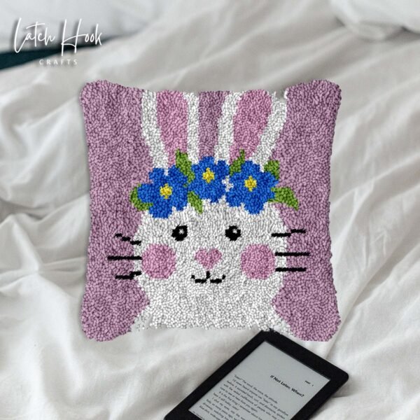 Flowery Rabbit - Latch Hook Pillow Kit