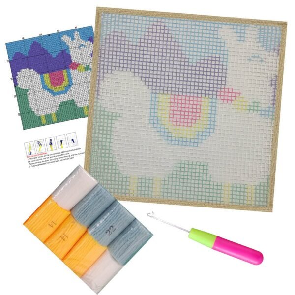 Fluffy Llama - Latch Hook Kit for Kids