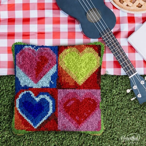 Four Square Love - Latch Hook Pillow Kit