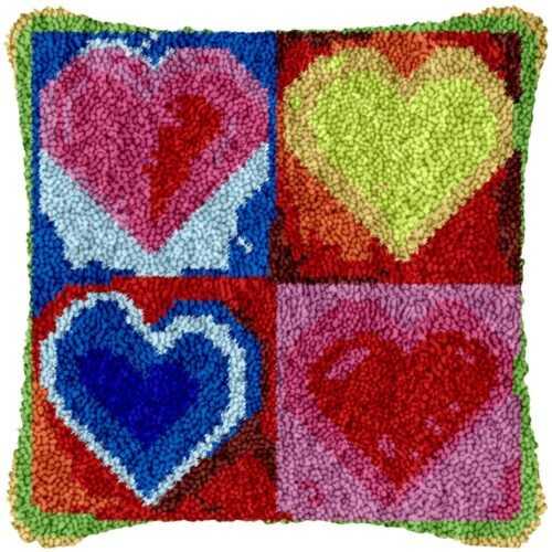Four Square Love - Latch Hook Pillow Kit