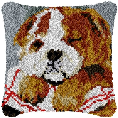French Bulldog (Grey) - Latch Hook Pillow Kit