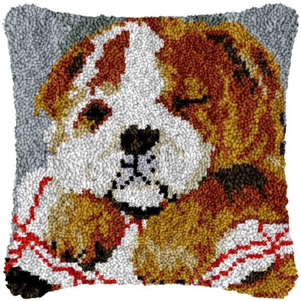 French Bulldog (Grey) - Latch Hook Pillow Kit