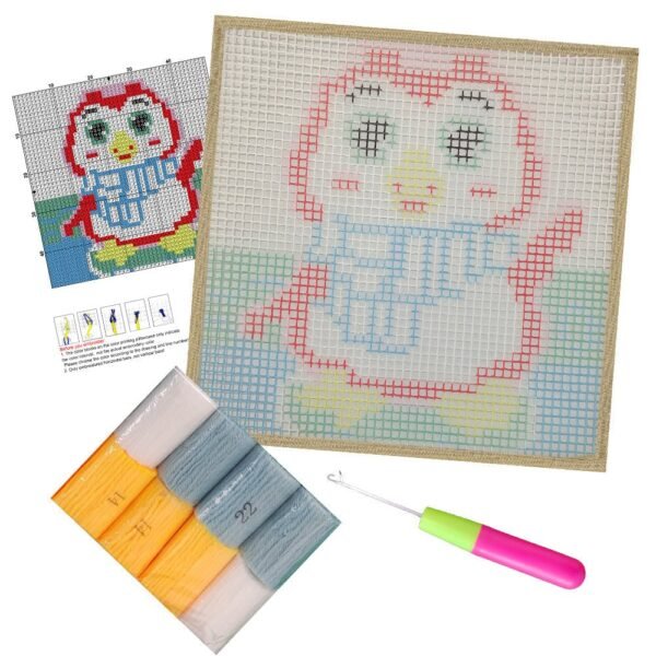 Friendly Penguin - Latch Hook Kit for Kids