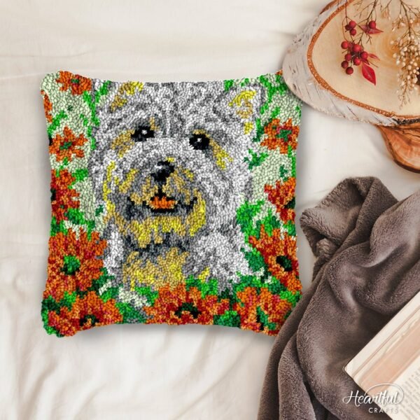Frolicking Terrier - Latch Hook Pillow Kit