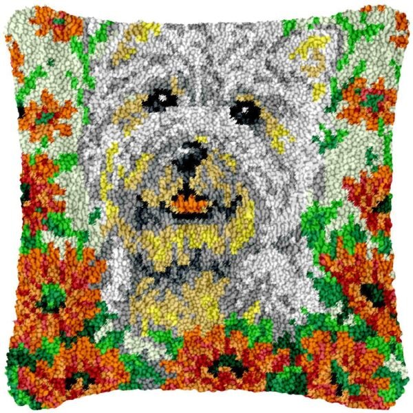 Frolicking Terrier - Latch Hook Pillow Kit
